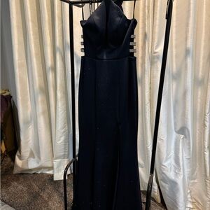Elegant Dark Navy with studded insets Evening Gown